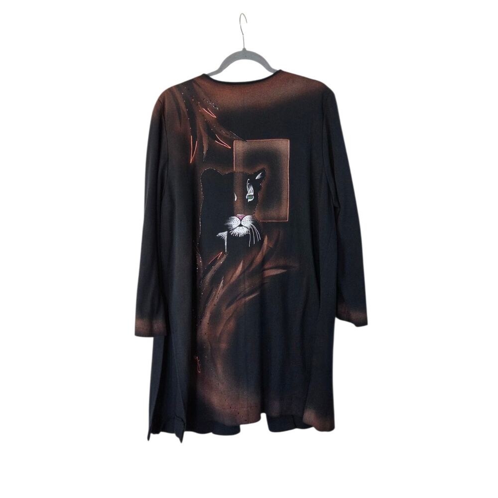 Vanetta George California Hand Painted Panther Black Art to Wear Jacket Sz Large